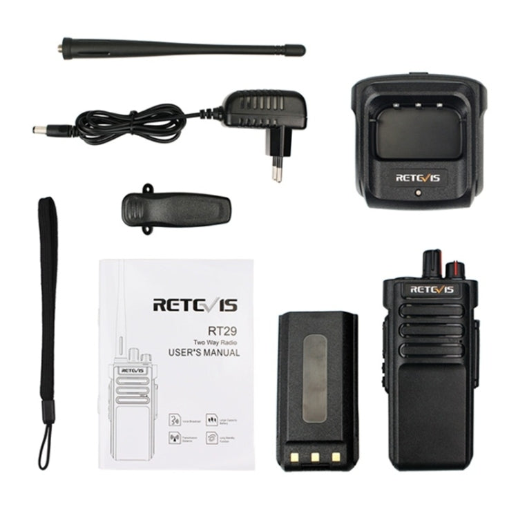 RETEVIS RT29 10W VHF136-174 MHz 16CHS Two Way Radio Handheld Walkie Talkie, EU Plug - Black