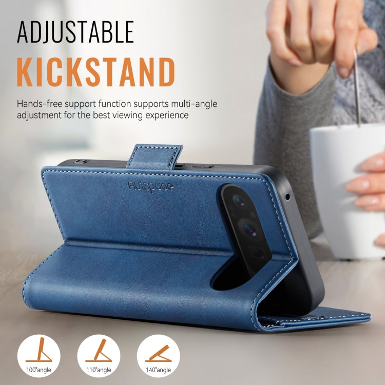 For Google Pixel 9 / 9 Pro AutSpace A11 Side Buckle MagSafe Magnetic RFID Phone Leather Case