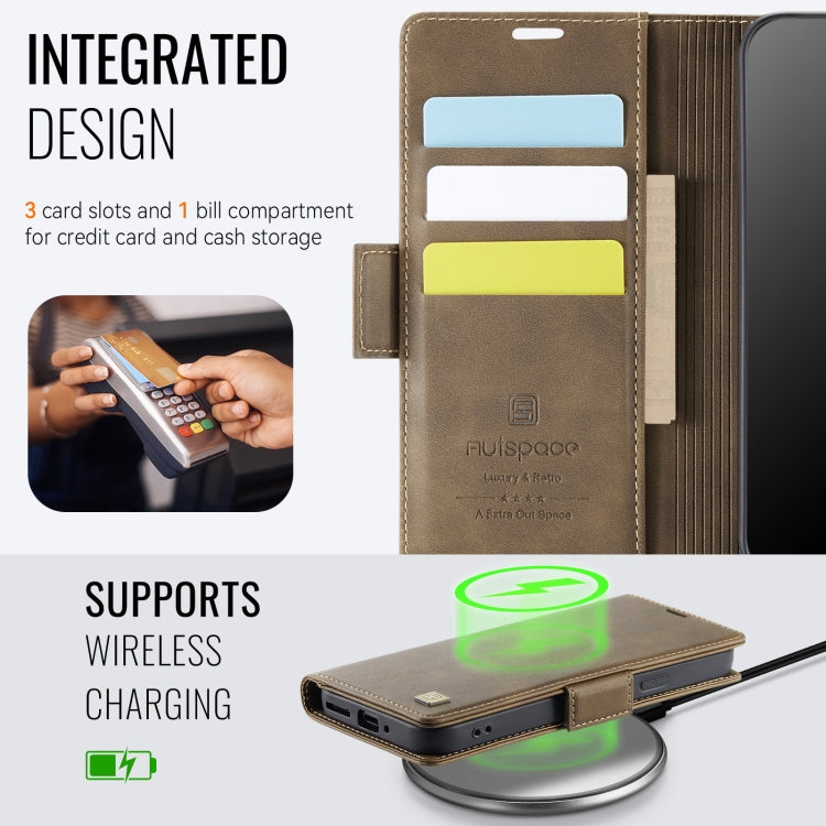 For Google Pixel 9 / 9 Pro AutSpace A11 Side Buckle MagSafe Magnetic RFID Phone Leather Case