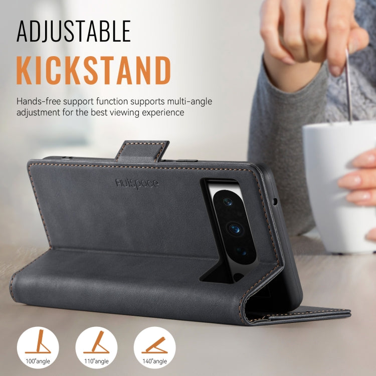 For Google Pixel 8 Pro AutSpace A11 Side Buckle MagSafe Magnetic RFID Phone Leather Case
