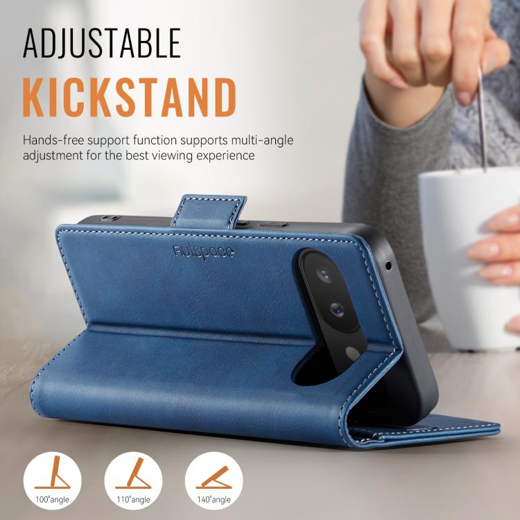For Google Pixel 9a AutSpace A11 Side Buckle MagSafe Magnetic RFID Phone Leather Case