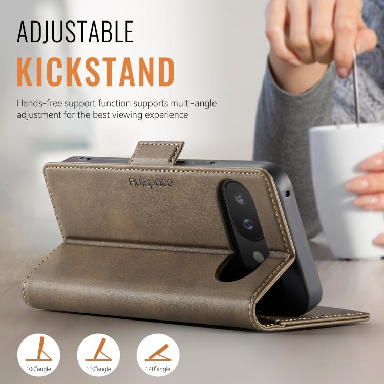 For Google Pixel 9a AutSpace A11 Side Buckle MagSafe Magnetic RFID Phone Leather Case