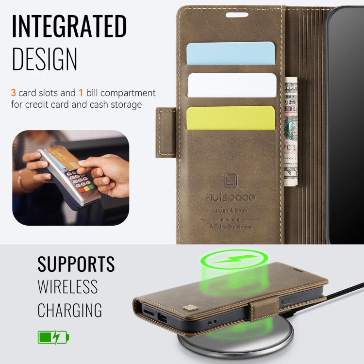 For Google Pixel 9a AutSpace A11 Side Buckle MagSafe Magnetic RFID Phone Leather Case