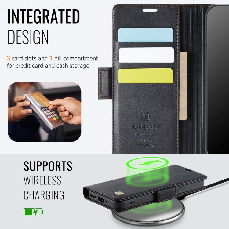 For Google Pixel 10 Pro XL AutSpace A11 Side Buckle MagSafe Magnetic RFID Phone Leather Case