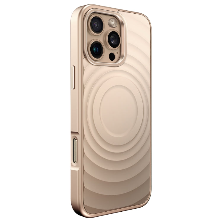 For iPhone 16 Pro Wave Texture Liquid Silicone Titanium MagSafe Phone Case