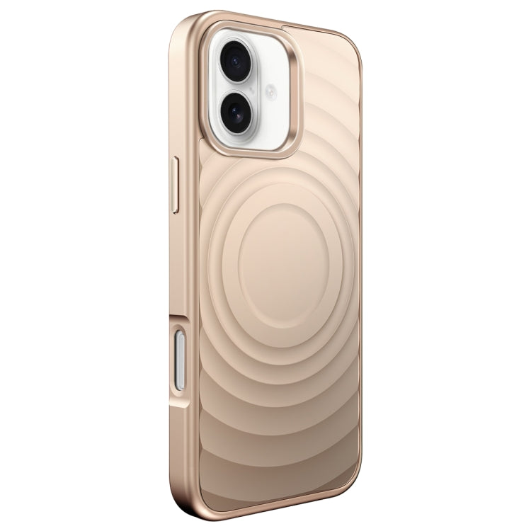 For iPhone 16 Plus Wave Texture Liquid Silicone Titanium MagSafe Phone Case