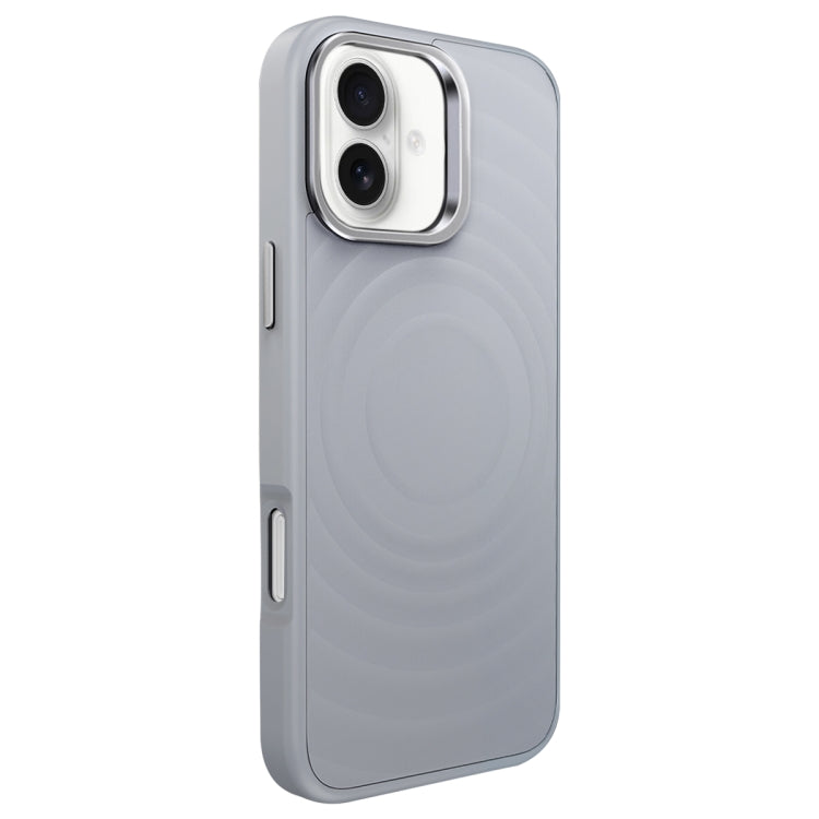 For iPhone 16 Plus Wave Texture Liquid Silicone Titanium MagSafe Phone Case