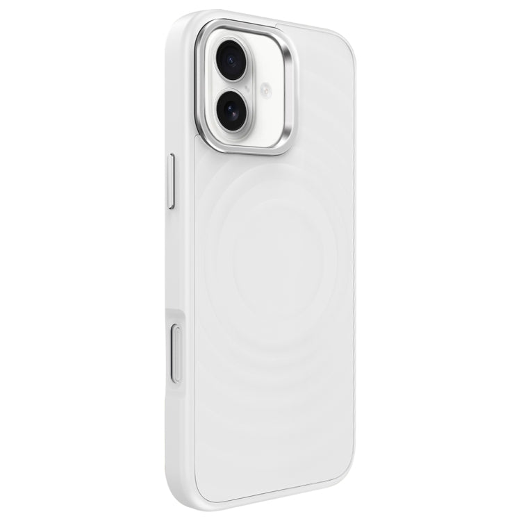 For iPhone 16 Plus Wave Texture Liquid Silicone Titanium MagSafe Phone Case