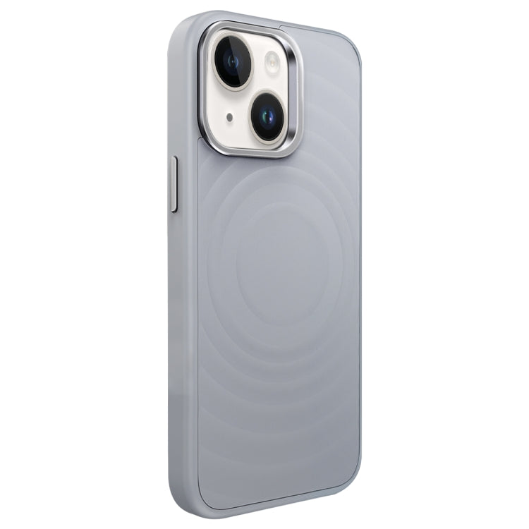 For iPhone 13 Wave Texture Liquid Silicone Titanium MagSafe Phone Case