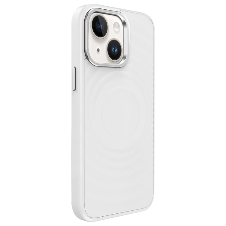 For iPhone 13 Wave Texture Liquid Silicone Titanium MagSafe Phone Case