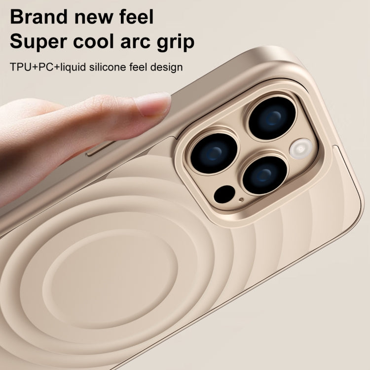 For iPhone 13 Wave Texture Liquid Silicone Titanium MagSafe Phone Case