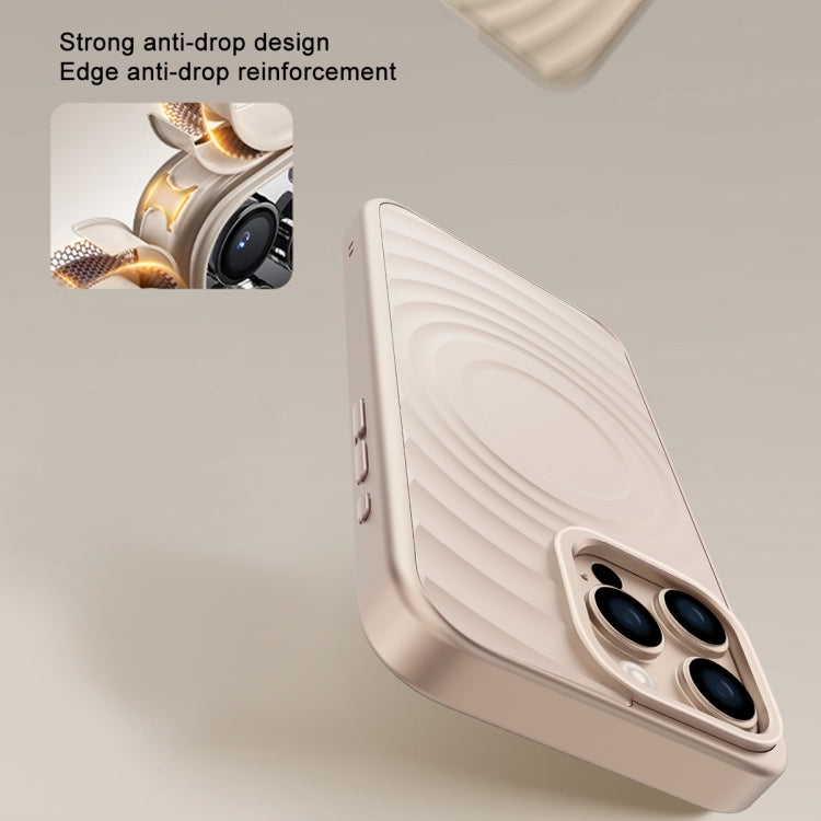 For iPhone 16 Pro Wave Texture Liquid Silicone Titanium MagSafe Phone Case