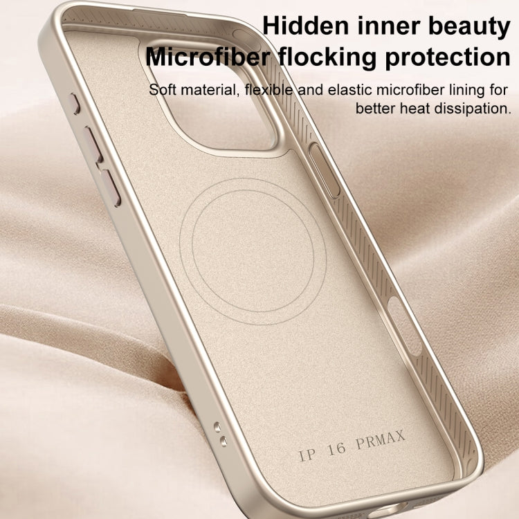 For iPhone 15 Pro Max Wave Texture Liquid Silicone Titanium MagSafe Phone Case