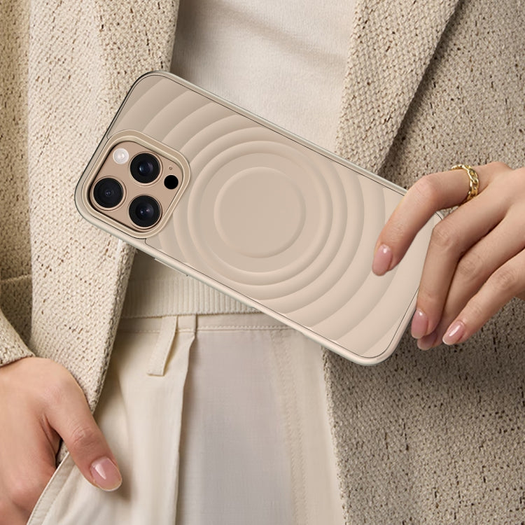 For iPhone 14 Pro Max Wave Texture Liquid Silicone Titanium MagSafe Phone Case