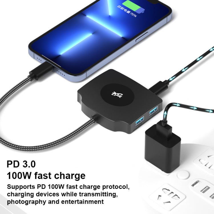 YCE-Z70A Type-C to PD 3.0, USB 3.0x2 + SD/TF, 3.5mm and HD1.4 Docking Station Video Capture Card - Black