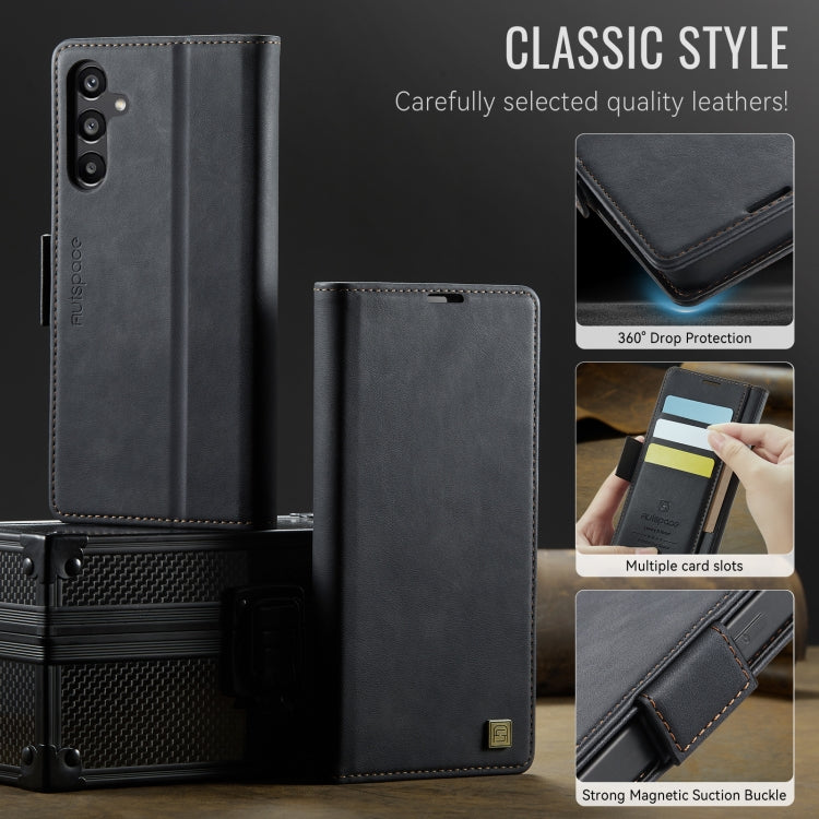 For Samsung Galaxy A14 4G / 5G AutSpace A11 Side Buckle MagSafe Magnetic RFID Phone Leather Case