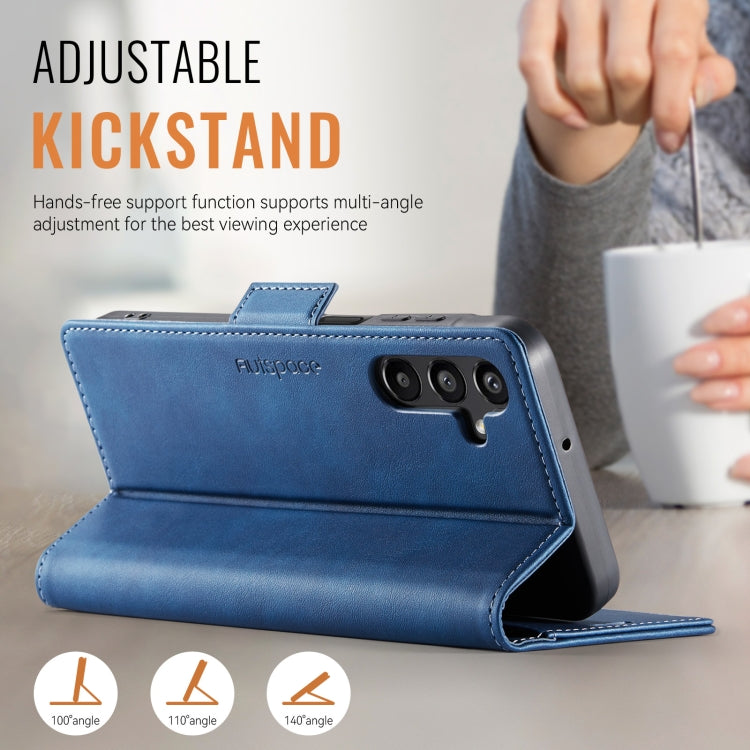 For Samsung Galaxy A14 4G / 5G AutSpace A11 Side Buckle MagSafe Magnetic RFID Phone Leather Case