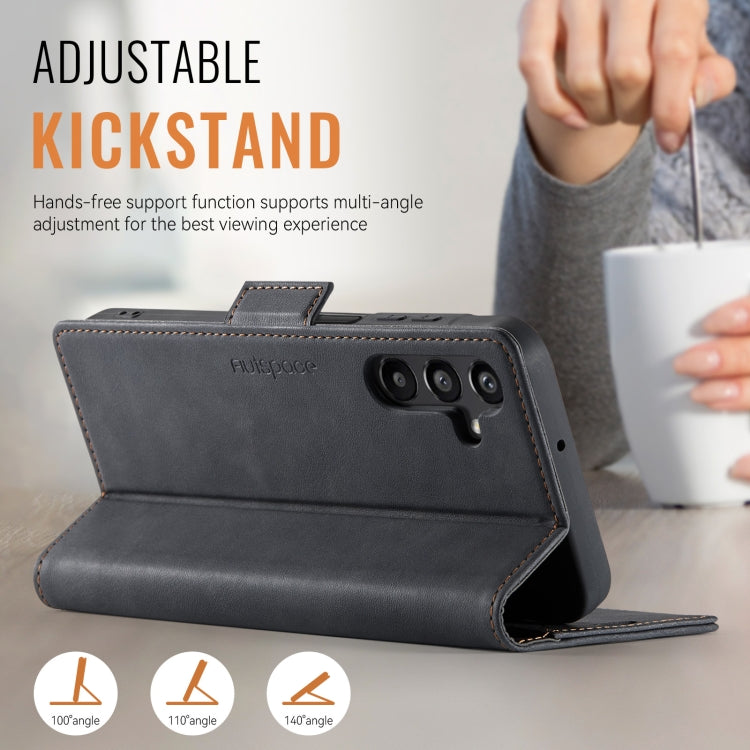 For Samsung Galaxy A15 4G / 5G AutSpace A11 Side Buckle MagSafe Magnetic RFID Phone Leather Case
