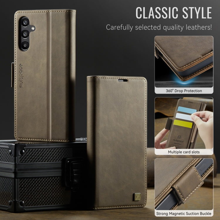For Samsung Galaxy A16 5G AutSpace A11 Side Buckle MagSafe Magnetic RFID Phone Leather Case