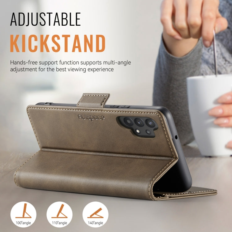 For Samsung Galaxy A32 5G AutSpace A11 Side Buckle MagSafe Magnetic RFID Phone Leather Case
