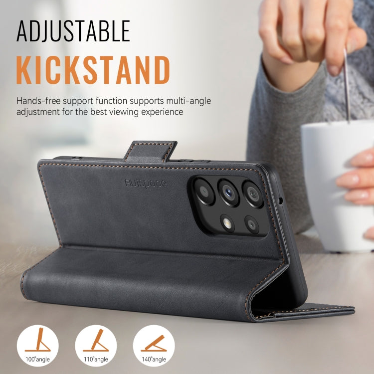 For Samsung Galaxy A33 5G AutSpace A11 Side Buckle MagSafe Magnetic RFID Phone Leather Case