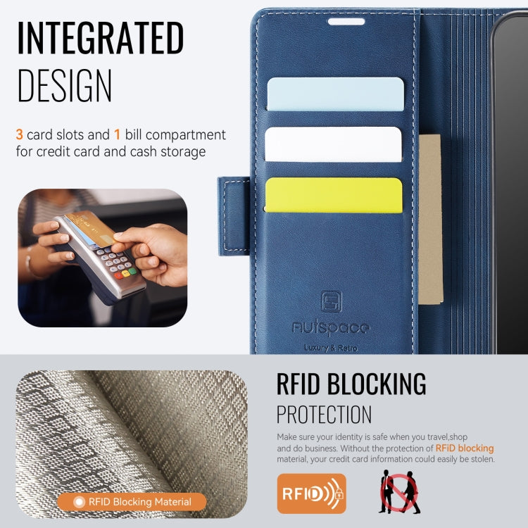 For Samsung Galaxy A33 5G AutSpace A11 Side Buckle MagSafe Magnetic RFID Phone Leather Case