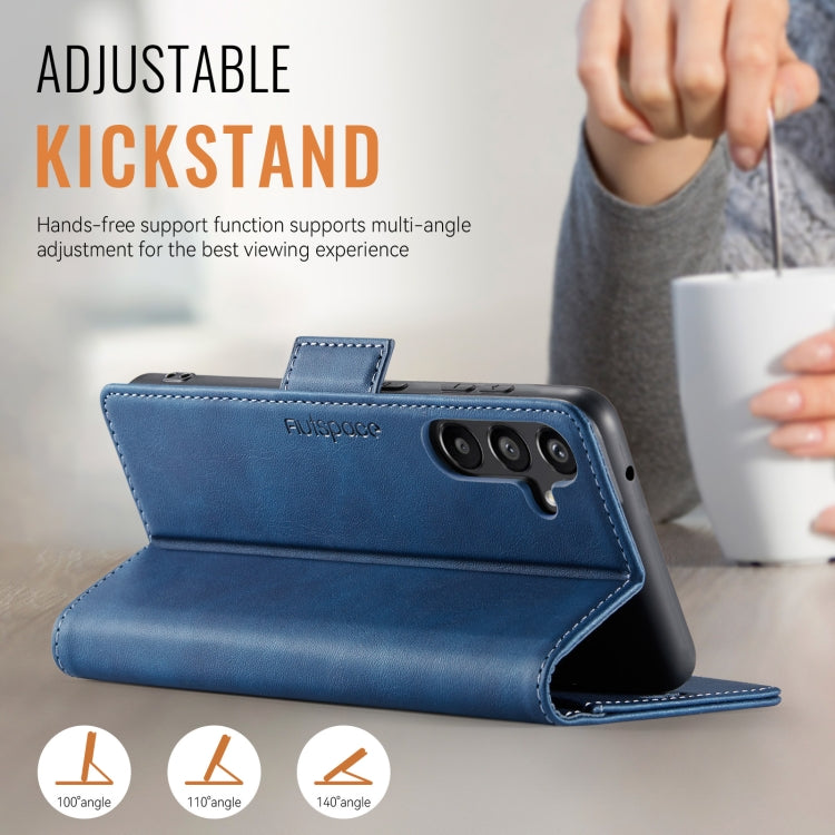 For Samsung Galaxy A55 5G AutSpace A11 Side Buckle MagSafe Magnetic RFID Phone Leather Case