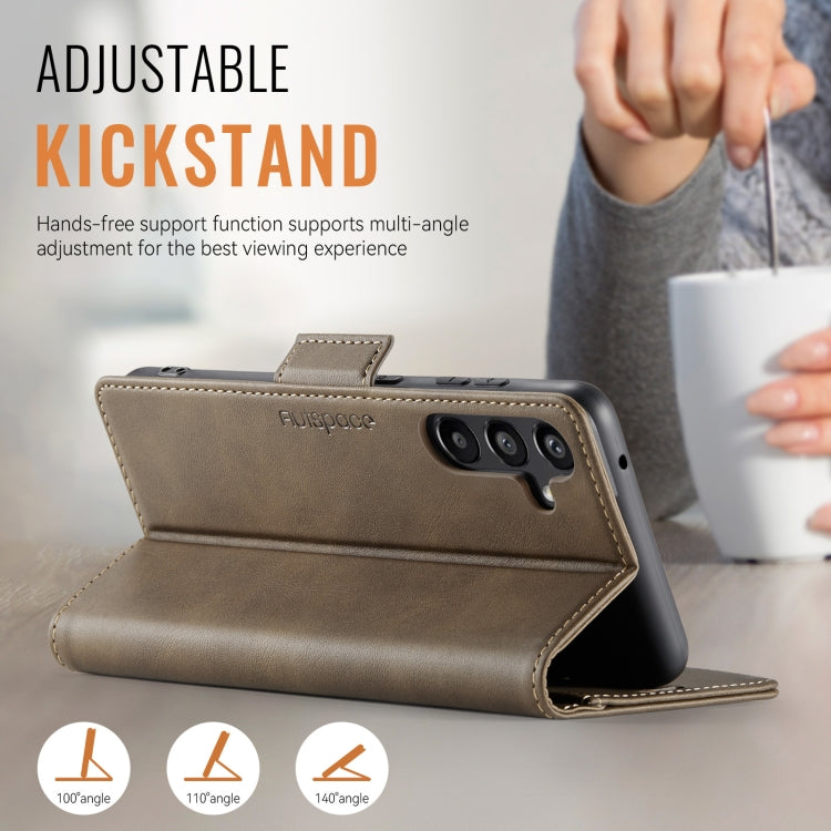 For Samsung Galaxy A55 5G AutSpace A11 Side Buckle MagSafe Magnetic RFID Phone Leather Case