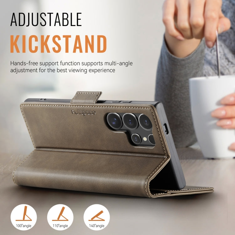 For Samsung Galaxy S21 Ultra 5G AutSpace A11 Side Buckle MagSafe Magnetic RFID Phone Leather Case
