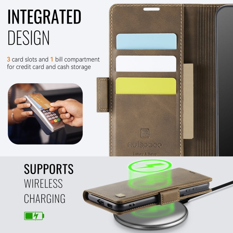 For Samsung Galaxy S22+ 5G AutSpace A11 Side Buckle MagSafe Magnetic RFID Phone Leather Case
