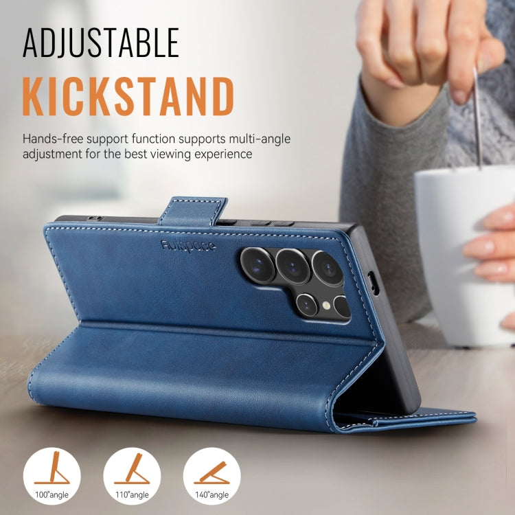 For Samsung Galaxy S24 Ultra 5G AutSpace A11 Side Buckle MagSafe Magnetic RFID Phone Leather Case