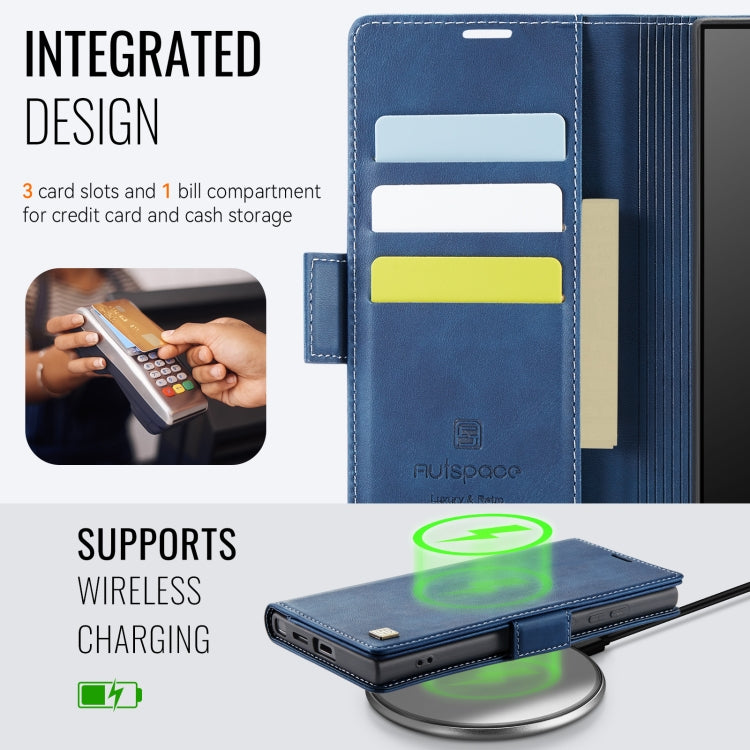 For Samsung Galaxy S24 Ultra 5G AutSpace A11 Side Buckle MagSafe Magnetic RFID Phone Leather Case