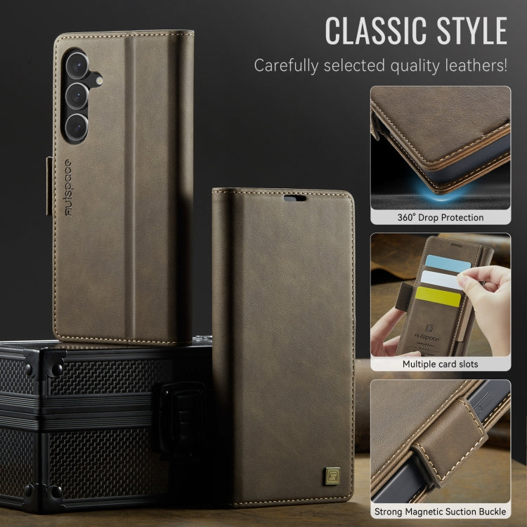For Samsung Galaxy S24 5G AutSpace A11 Side Buckle MagSafe Magnetic RFID Phone Leather Case