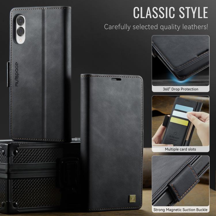 For Samsung Galaxy S25 Edge 5G AutSpace A11 Side Buckle MagSafe Magnetic RFID Phone Leather Case