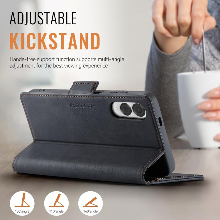 For Samsung Galaxy S25 Edge 5G AutSpace A11 Side Buckle MagSafe Magnetic RFID Phone Leather Case