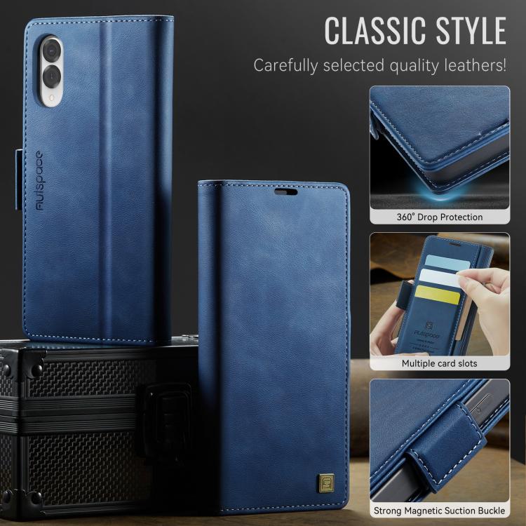 For Samsung Galaxy S25 Edge 5G AutSpace A11 Side Buckle MagSafe Magnetic RFID Phone Leather Case
