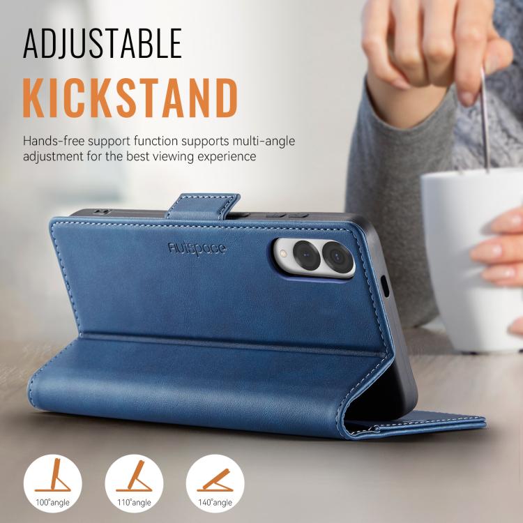 For Samsung Galaxy S25 Edge 5G AutSpace A11 Side Buckle MagSafe Magnetic RFID Phone Leather Case