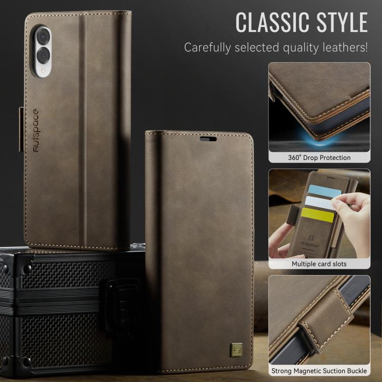 For Samsung Galaxy S25 Edge 5G AutSpace A11 Side Buckle MagSafe Magnetic RFID Phone Leather Case
