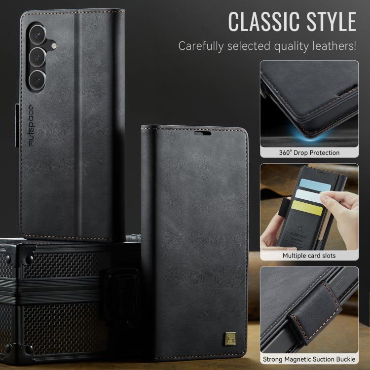 For Samsung Galaxy S25 FE 5G AutSpace A11 Side Buckle MagSafe Magnetic RFID Phone Leather Case