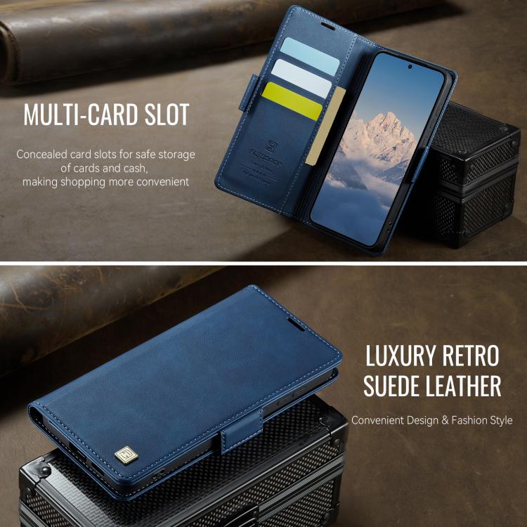 For Samsung Galaxy S25 FE 5G AutSpace A11 Side Buckle MagSafe Magnetic RFID Phone Leather Case