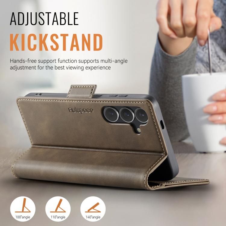 For Samsung Galaxy S25 FE 5G AutSpace A11 Side Buckle MagSafe Magnetic RFID Phone Leather Case