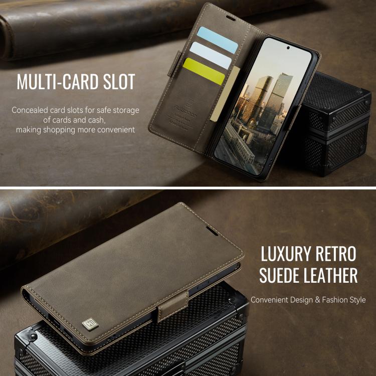 For Samsung Galaxy S25 FE 5G AutSpace A11 Side Buckle MagSafe Magnetic RFID Phone Leather Case