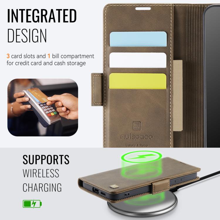 For Samsung Galaxy S26+ 5G AutSpace A11 Side Buckle MagSafe Magnetic RFID Phone Leather Case
