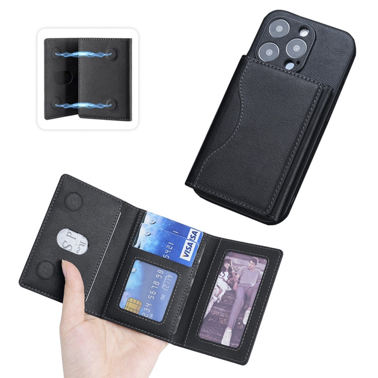 Tri-fold Wallet Phone Holder MagSafe Leather Card Bag