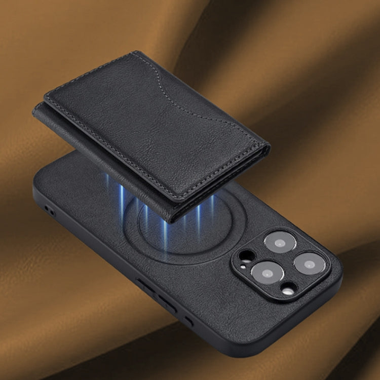 Tri-fold Wallet Phone Holder MagSafe Leather Card Bag