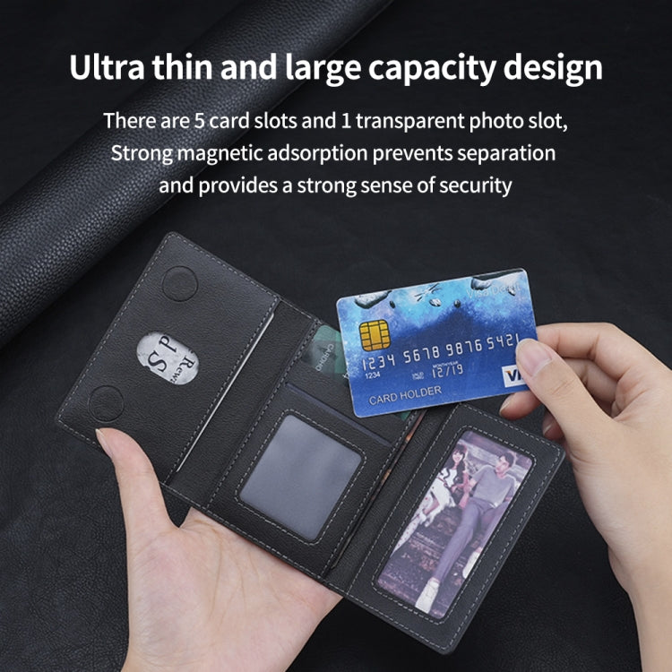 Tri-fold Wallet Phone Holder MagSafe Leather Card Bag
