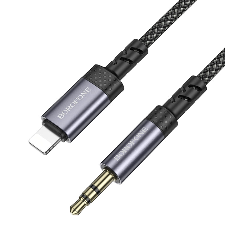 Borofone BL24 3.5mm to 8 Pin Graceful AUX Audio Cable, Length:1m - Gray