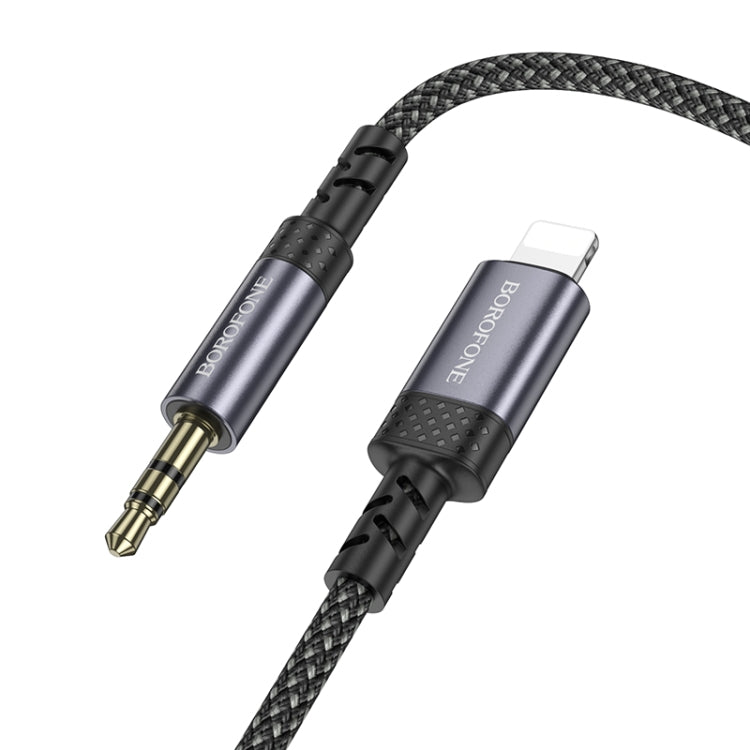Borofone BL24 3.5mm to 8 Pin Graceful AUX Audio Cable, Length:1m - Gray