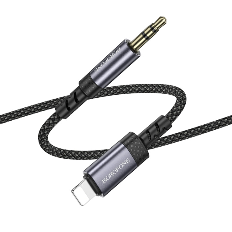 Borofone BL24 3.5mm to 8 Pin Graceful AUX Audio Cable, Length:1m - Gray