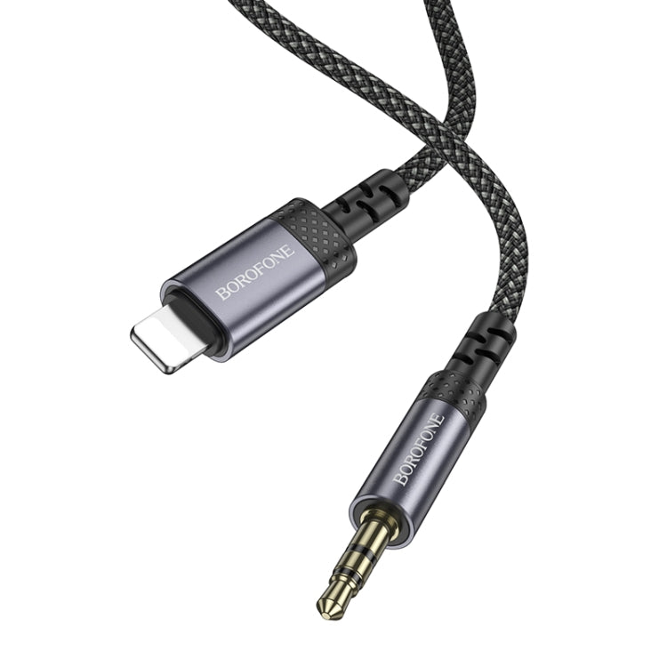Borofone BL24 3.5mm to 8 Pin Graceful AUX Audio Cable, Length:1m - Gray